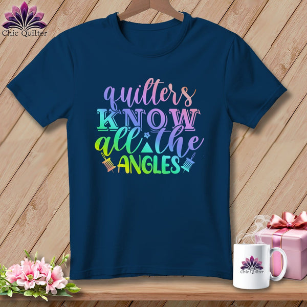 MyDesigns Physical Item Navy / S Quilters Know All the Angles ~Premium Tee