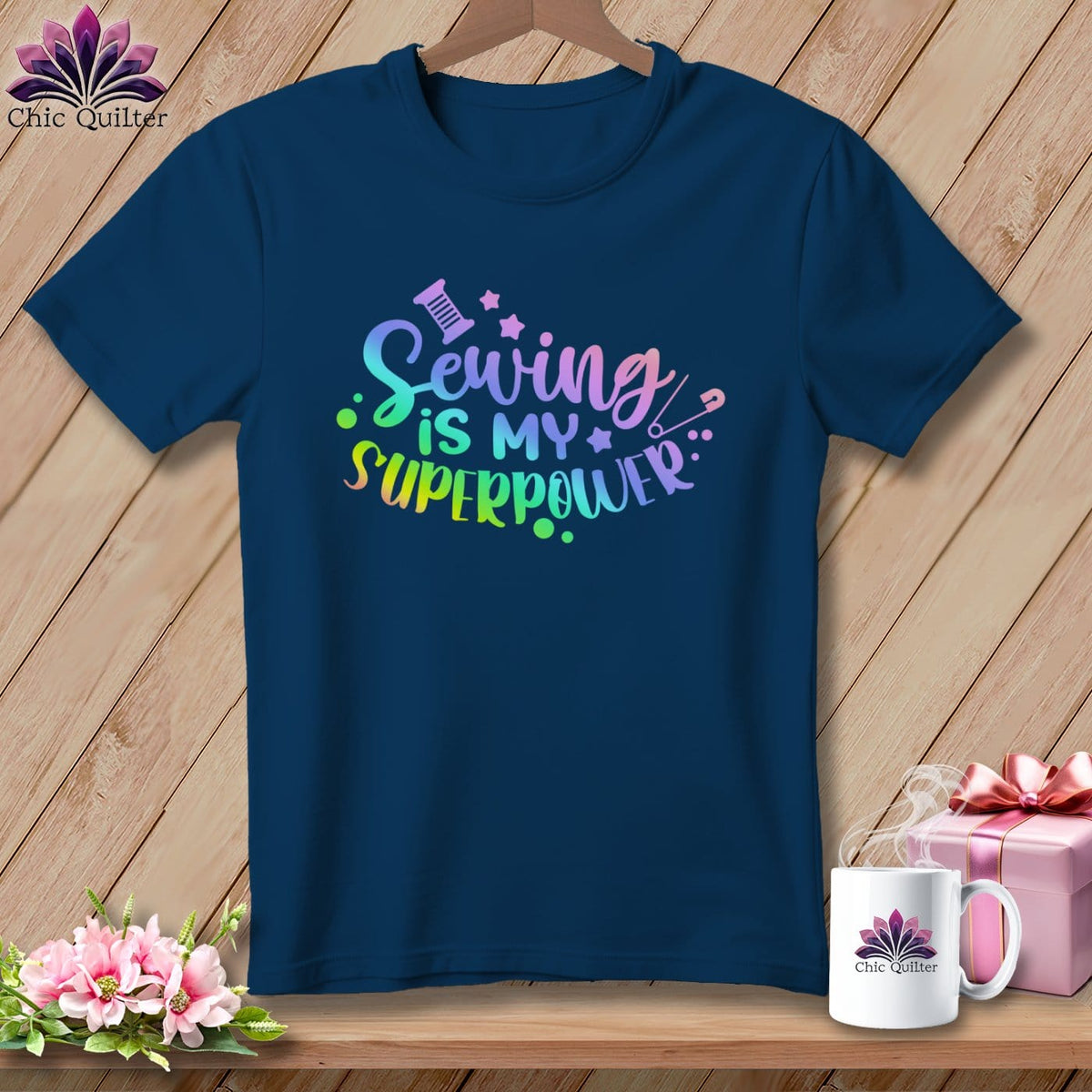 MyDesigns Physical Item Navy / S Sewing is My SuperPower ~Premium Tee