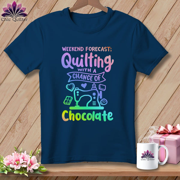 MyDesigns Physical Item Navy / S Weekend Forecast Quilting With a Chance of Chocolate ~Premium Tee