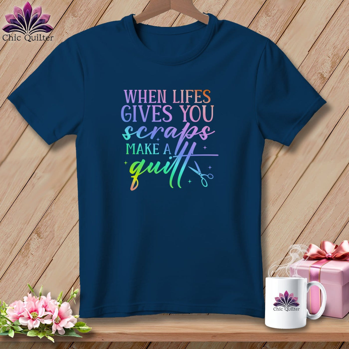 MyDesigns Physical Item Navy / S When Life Gives You Scraps Make a Quilt ~Premium Tee