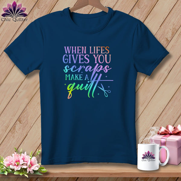 MyDesigns Physical Item Navy / S When Life Gives You Scraps Make a Quilt ~Premium Tee