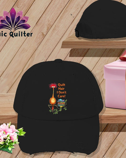 MyDesigns Physical Item One size / Black QQuilt Hair Don’t Care ~ Noodle Beakman ~ Distressed Baseball Cap