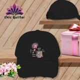 MyDesigns Physical Item One size / Black Quilt Hair Don’t Care ~ Pip Patchlet ~ Distressed Baseball Cap