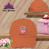 MyDesigns Physical Item One size / Burnt Orange Quilt Hair Don’t Care ~ Peaches Plume ~ Distressed Baseball Cap