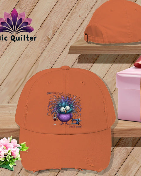 MyDesigns Physical Item One size / Burnt Orange Quilt Hair Don’t Care ~ Velma Nightwing ~ Distressed Baseball Cap