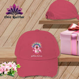 MyDesigns Physical Item One size / Dashing Red Quilt Hair Don’t Care ~ Peaches Plume ~ Distressed Baseball Cap