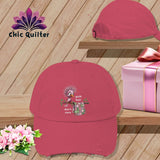 MyDesigns Physical Item One size / Dashing Red Quilt Hair Don’t Care ~ Pip Patchlet ~ Distressed Baseball Cap