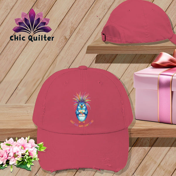 MyDesigns Physical Item One size / Dashing Red Quilt Hair Don’t Care ~ Ruckus Jay ~ Distressed Baseball Cap