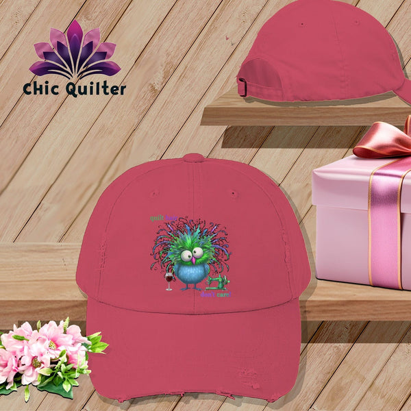 MyDesigns Physical Item One size / Dashing Red Quilt Hair Don’t Care ~ Velma Nightwing ~ Distressed Baseball Cap