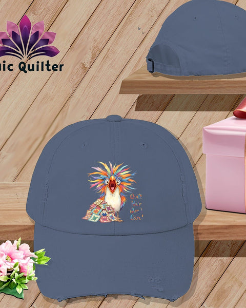 MyDesigns Physical Item One size / Scotland Blue Quilt Hair Don’t Care ~ Chaos Finch ~ Distressed Baseball Cap