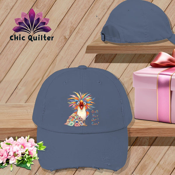 MyDesigns Physical Item One size / Scotland Blue Quilt Hair Don’t Care ~ Chaos Finch ~ Distressed Baseball Cap