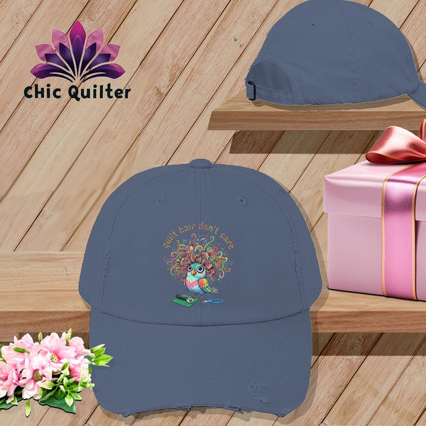 MyDesigns Physical Item One size / Scotland Blue Quilt Hair Don’t Care ~ Snipsy Wren ~ Distressed Baseball Cap