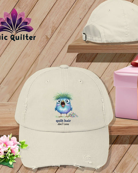 MyDesigns Physical Item One size / Stone Quilt Hair Don’t Care ~ Frizzle Mae ~ Distressed Baseball Cap