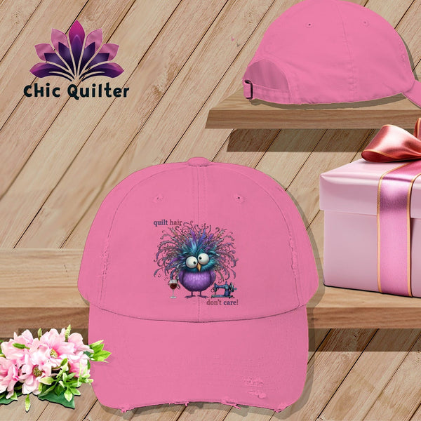 MyDesigns Physical Item One size / True Pink Quilt Hair Don’t Care ~ Velma Nightwing ~ Distressed Baseball Cap