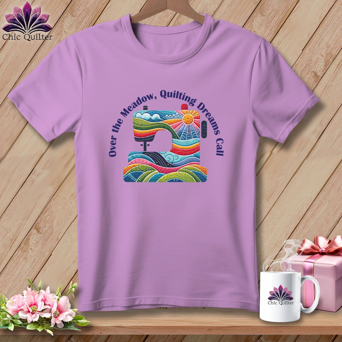 MyDesigns Physical Item Orchid / S Over the Meadow, Quilting Dreams Call Orange ~ Premium Tee