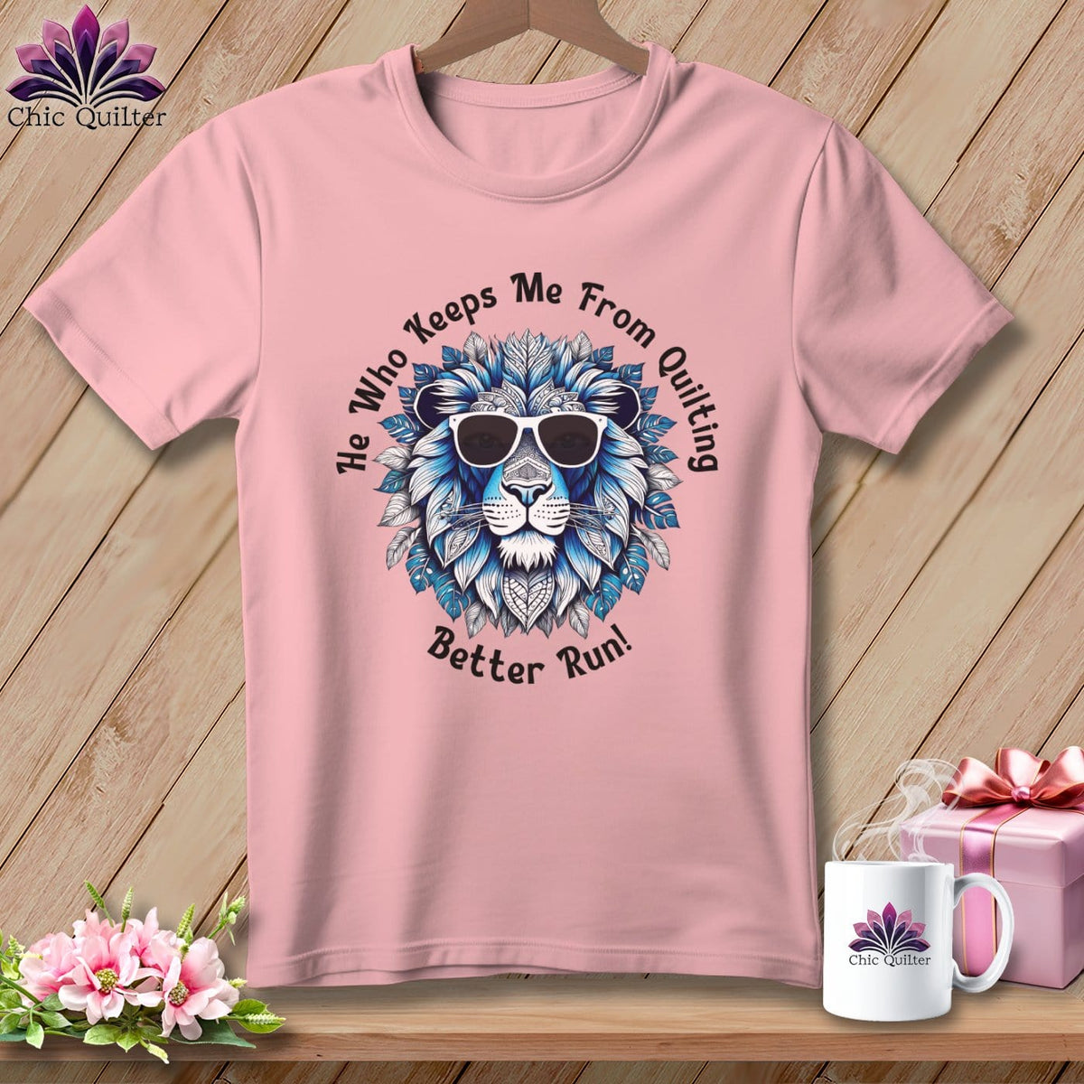 MyDesigns Physical Item Pink / S Better Run - Quilting Blue ~ Relaxed Fit Tee