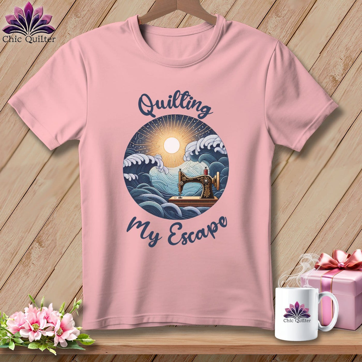 MyDesigns Physical Item Pink / S Quilting My Escape - Dark ~ SuperSoft Relaxed Fit Tee