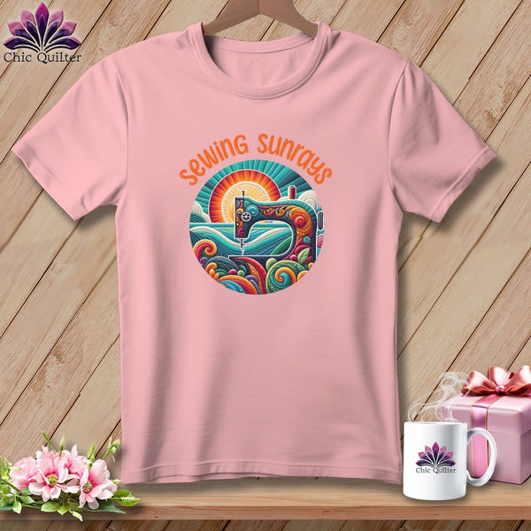 MyDesigns Physical Item Pink / S Sewing Sunrays ~ SuperSoft Relaxed Fit Tee