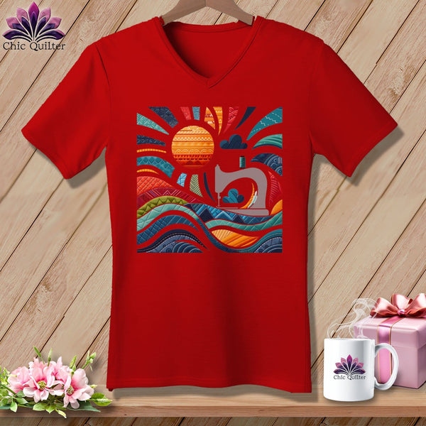 MyDesigns Physical Item Red / S Catching My Morning Muse ~ SuperSoft V-Neck Tee