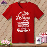 MyDesigns Physical Item Red / S I May Look Like I'm LIstening ~SuperSoft V-Neck Tee