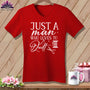 MyDesigns Physical Item Red / S Just a Man Who Loves to Quilt ~SuperSoft V-Neck Tee