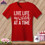 MyDesigns Physical Item Red / S Live Life One Stitch at a Time ~SuperSoft V-Neck Tee