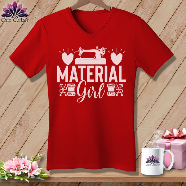 MyDesigns Physical Item Red / S Material Girl ~SuperSoft V-Neck Tee