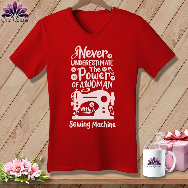 MyDesigns Physical Item Red / S Never Underestimate the Power of a Woman ~SuperSoft V-Neck Tee