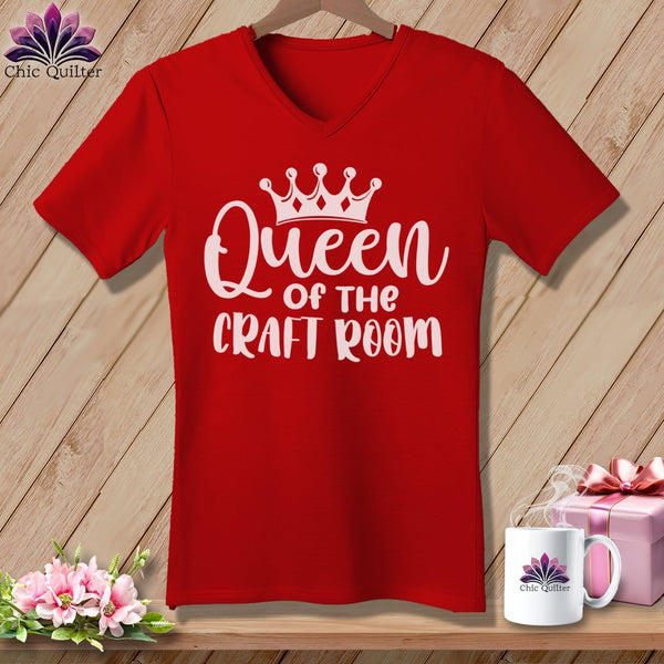 MyDesigns Physical Item Red / S Queen of the Craft Room ~SuperSoft V-Neck Tee