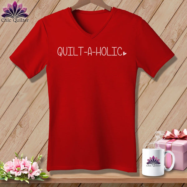 MyDesigns Physical Item Red / S Quilt-A-Holic ~SuperSoft V-Neck Tee