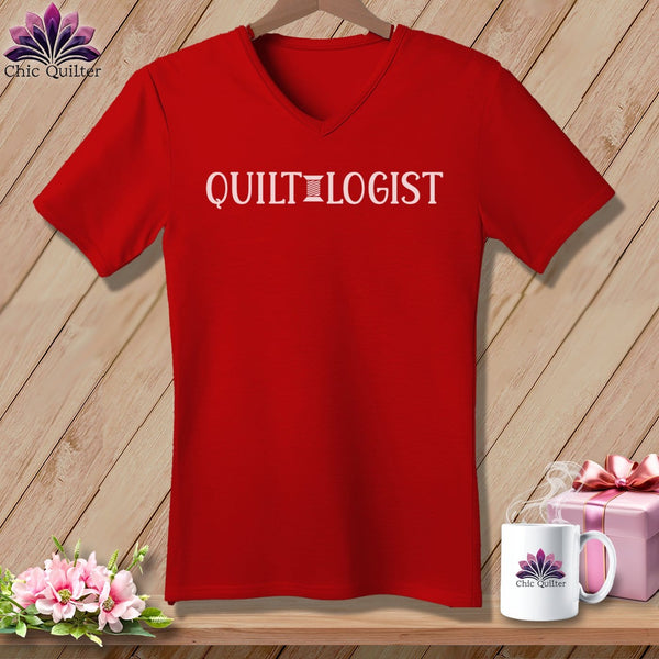 MyDesigns Physical Item Red / S Quilt Logist ~SuperSoft V-Neck Tee