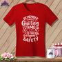MyDesigns Physical Item Red / S Remember My Quilting Time Is For Everyone's Safety ~SuperSoft V-Neck Tee