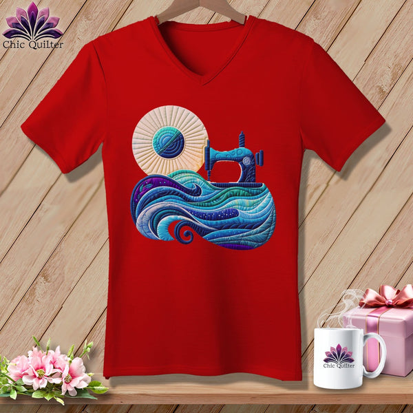 MyDesigns Physical Item Red / S Sewing Tides ~ SuperSoft V-Neck Tee