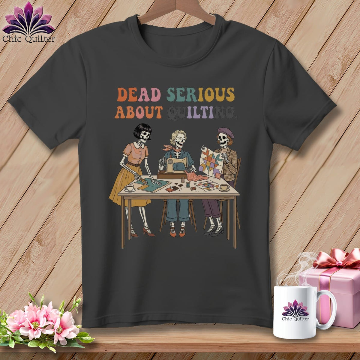 MyDesigns Physical Item S / Asphalt Dead Serious About Quilting. ~ Relaxed Fit Tee
