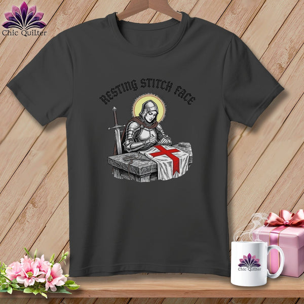 MyDesigns Physical Item S / Asphalt Joan of Sew - Resting Stitch Face ~ Relaxed Fit Tee