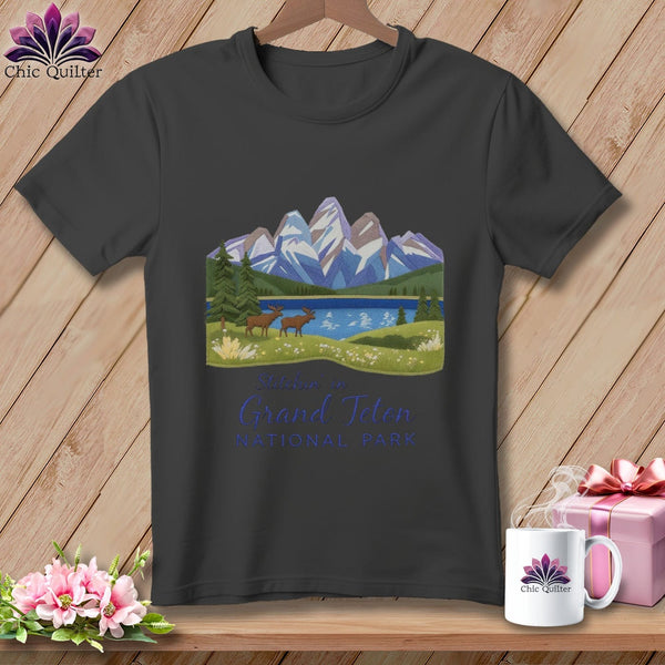 MyDesigns Physical Item S / Asphalt Stitchin' in Grand Teton National Park ~ Relaxed Fit Tee