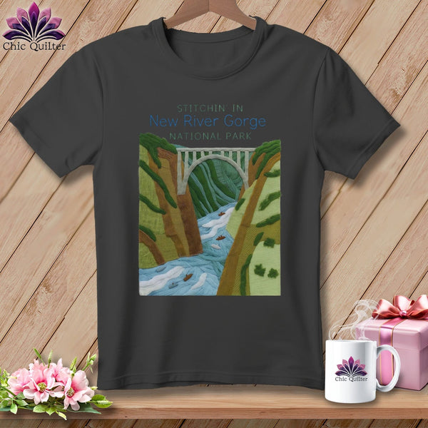 MyDesigns Physical Item S / Asphalt Stitchin' in New River Gorge National Park and Preserve ~ Relaxed Fit Tee