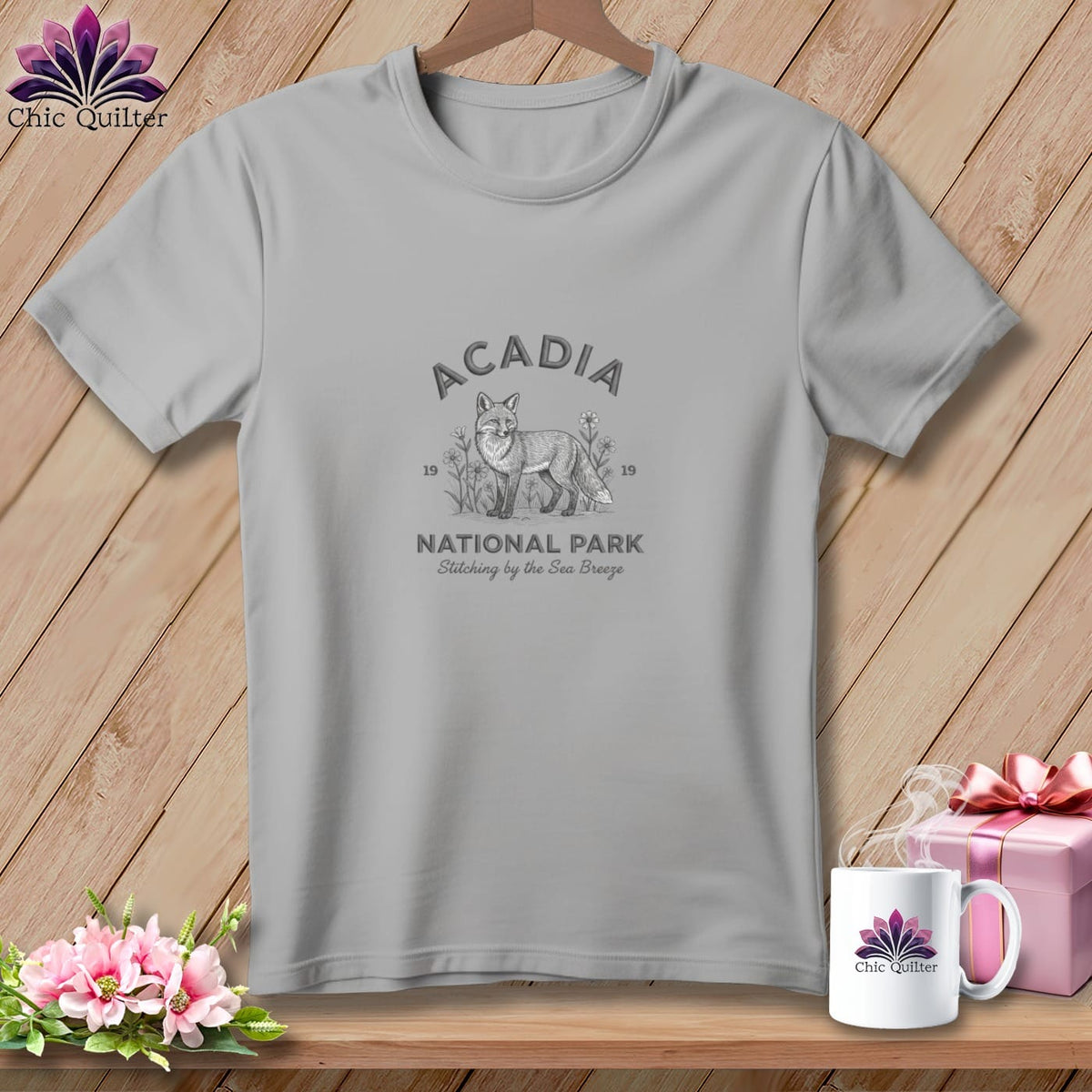 MyDesigns Physical Item S / Athletic Heather Acadia National Park, Stitchin In Beauty ~ Relaxed Fit Tee