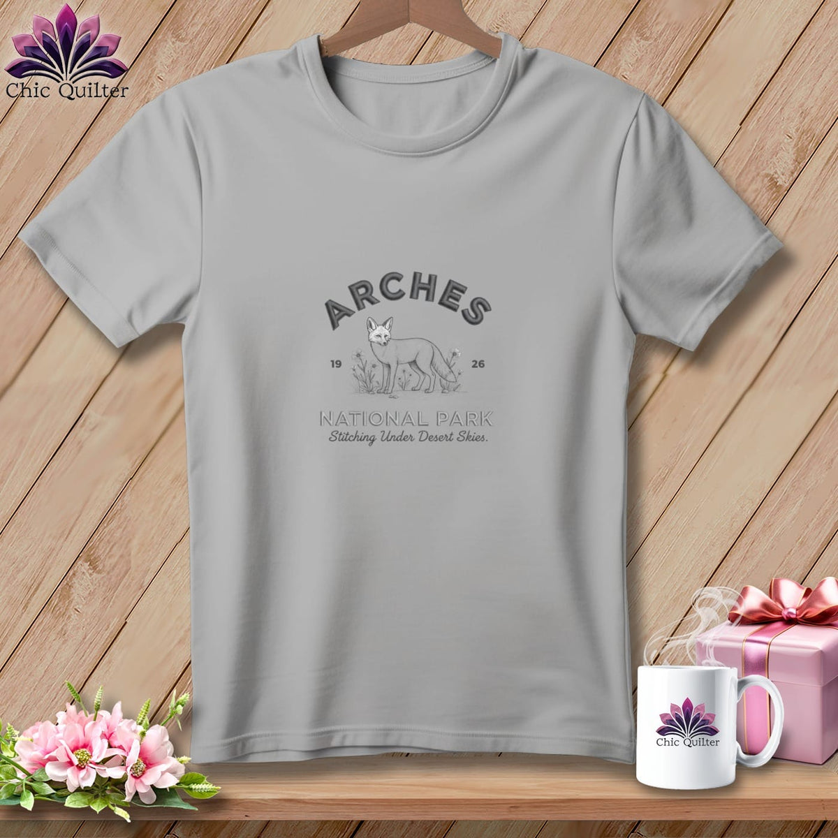 MyDesigns Physical Item S / Athletic Heather Arches National Park, Stitchin In Beauty ~ Relaxed Fit Tee