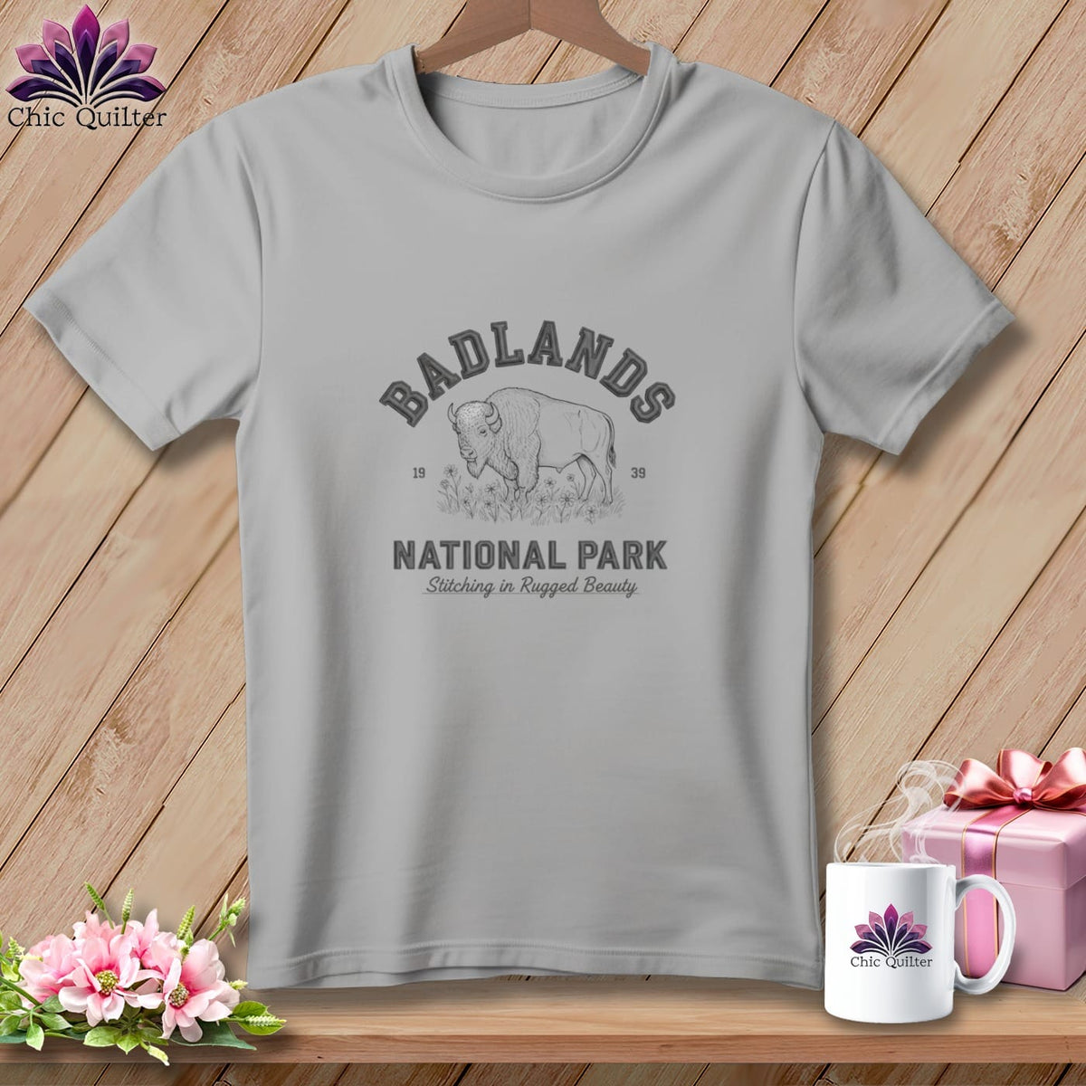 MyDesigns Physical Item S / Athletic Heather Badlands National Park, Stitchin In Beauty ~ Relaxed Fit Tee