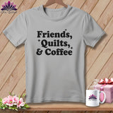 MyDesigns Physical Item S / Athletic Heather Friends, Quilts & Coffee ~ Relaxed Fit Tee
