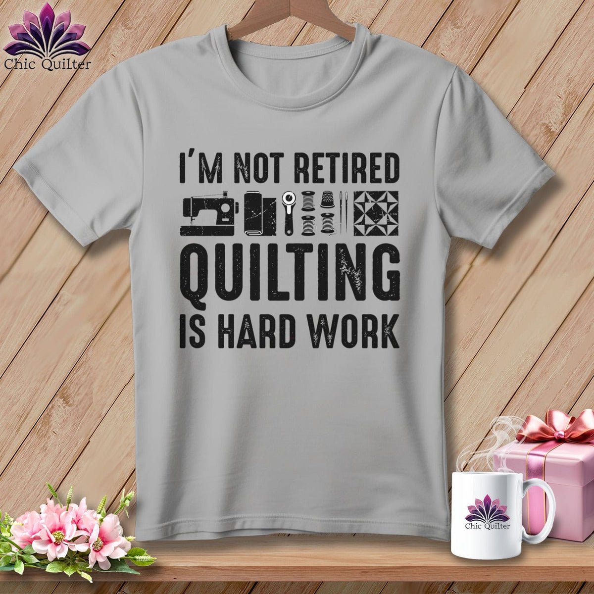 MyDesigns Physical Item S / Athletic Heather I’m Not Retired ~ Quilting is Hard Work ~ Relaxed Fit Tee
