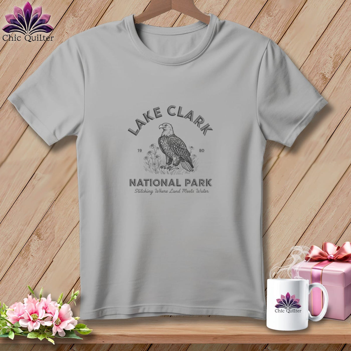 MyDesigns Physical Item S / Athletic Heather Lake Clark National Park, Stitchin In Beauty ~ Relaxed Fit Tee