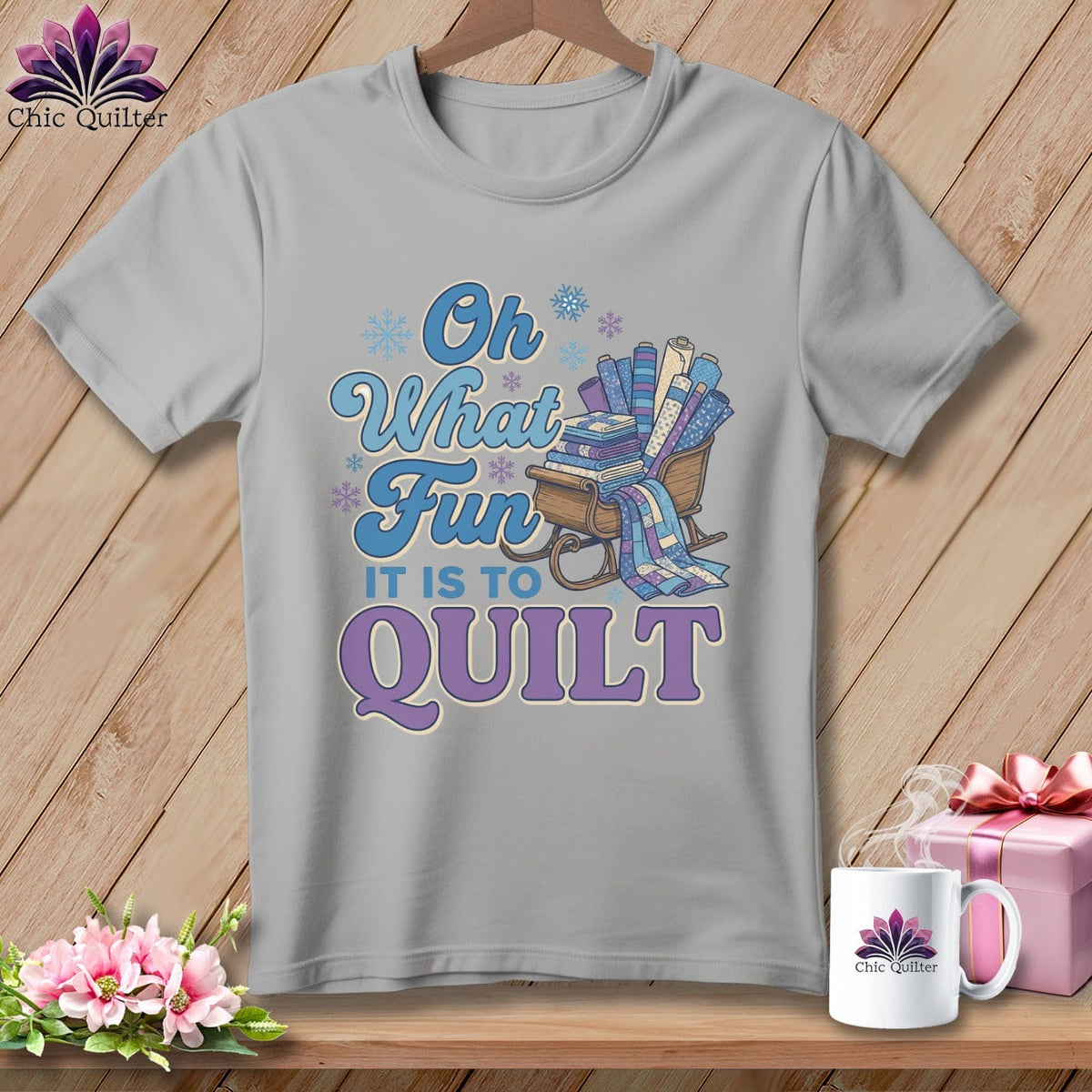 MyDesigns Physical Item S / Athletic Heather Oh What Fun It Is to Quilt ~ Relaxed Fit Tee