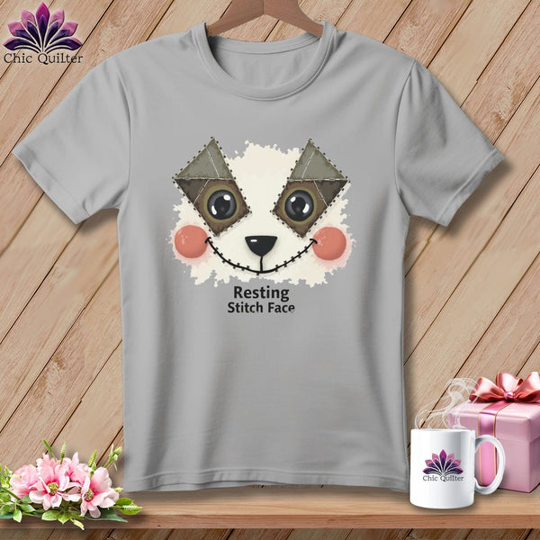 MyDesigns Physical Item S / Athletic Heather Patchwork Cheek - Resting Stitch Face ~ Relaxed Fit Tee