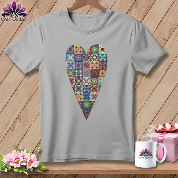 MyDesigns Physical Item S / Athletic Heather Patchwork Heart ~ Relaxed Fit Tee