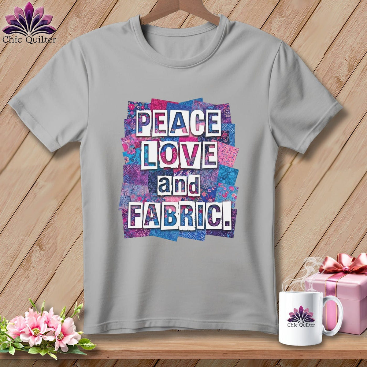 MyDesigns Physical Item S / Athletic Heather Peace Love and Fabric ~ Relaxed Fit Tee
