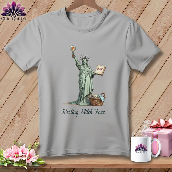 MyDesigns Physical Item S / Athletic Heather Quilter of Liberty - Resting Stitch Face ~ Relaxed Fit Tee