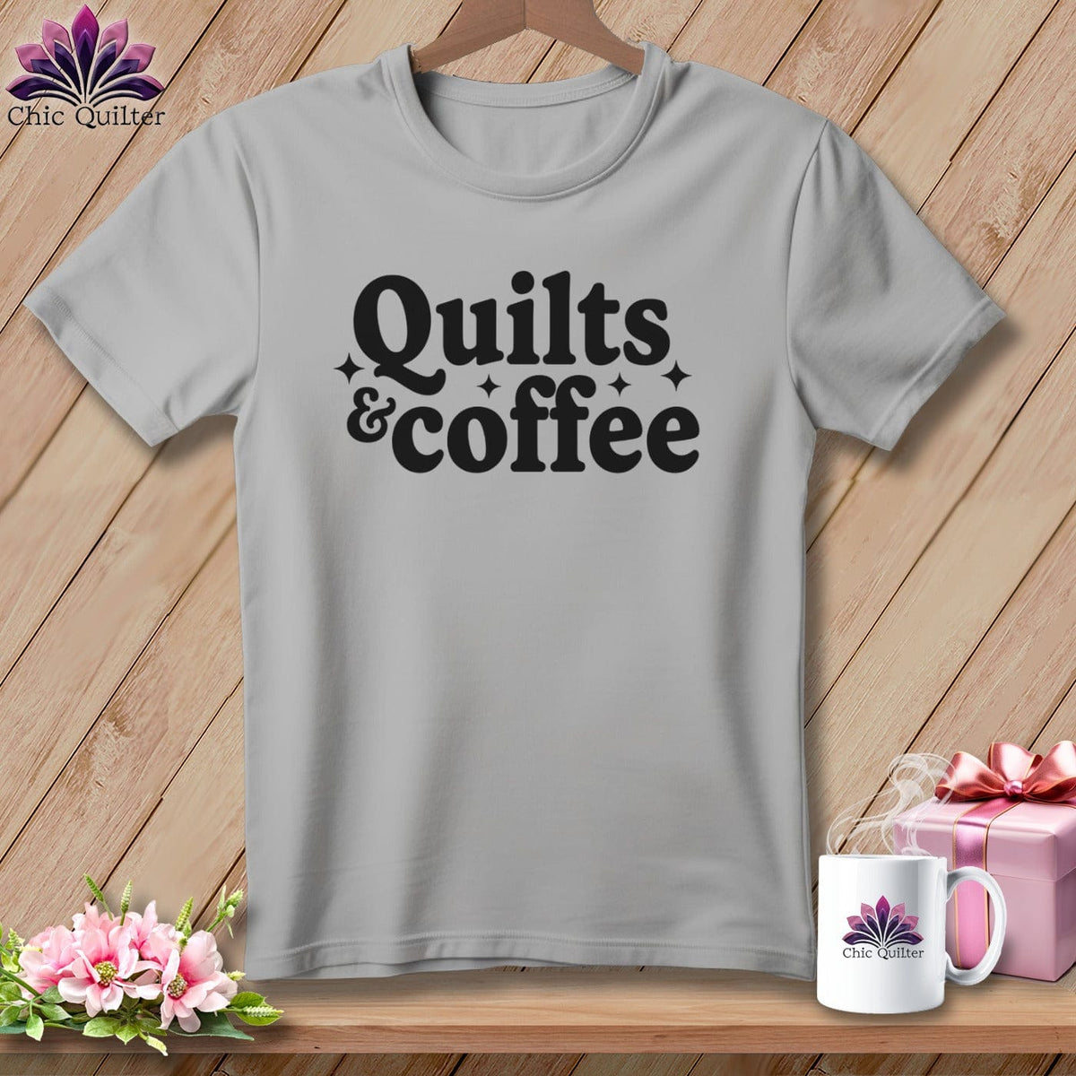 MyDesigns Physical Item S / Athletic Heather Quilts & Coffee ~ Relaxed Fit Tee