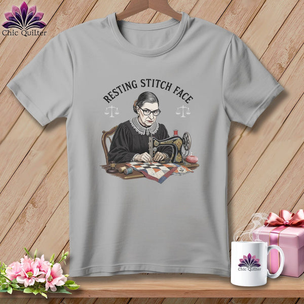 MyDesigns Physical Item S / Athletic Heather Ruth Sewder Ginsburg - Resting Stitch Face ~ Relaxed Fit Tee